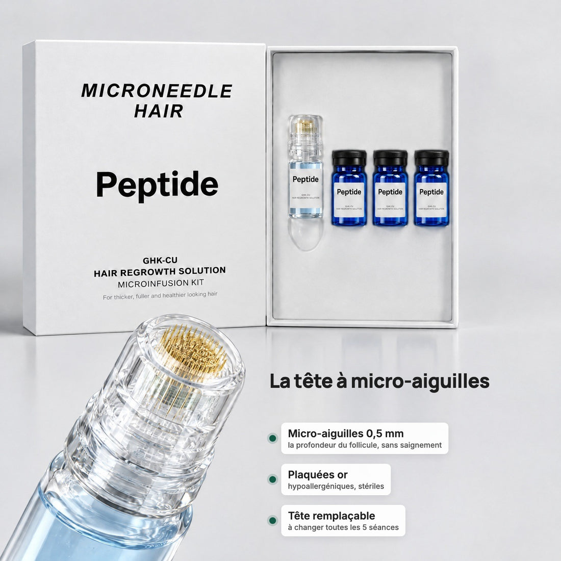 Tête à micro-aiguilles 0,5 mm plaquées or