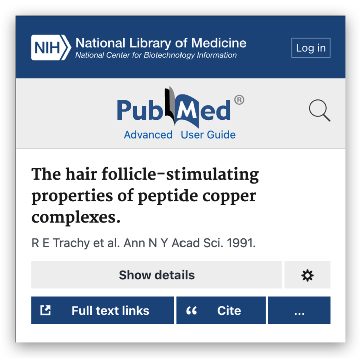 PROVISOIRE étude peptides de cuivre (capture PubMed)